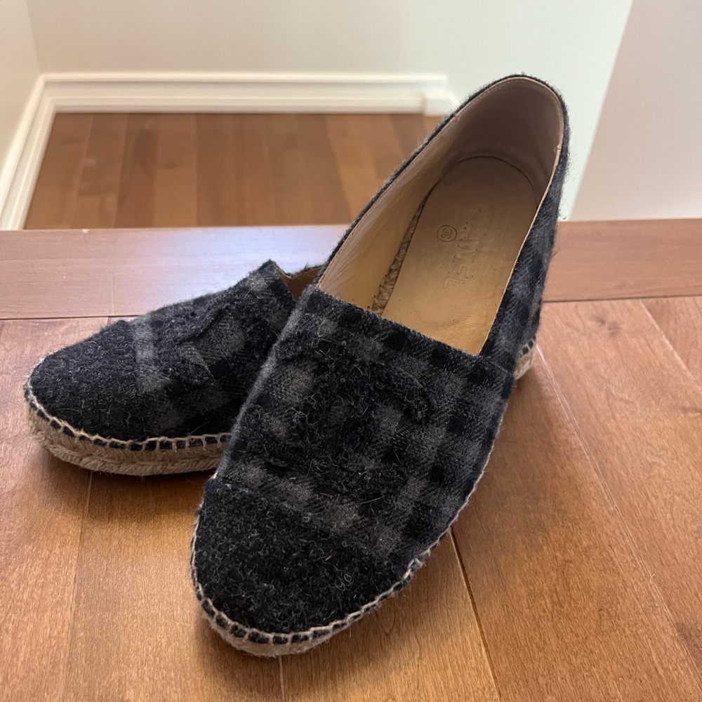 Black Plaid Espadrille Flats